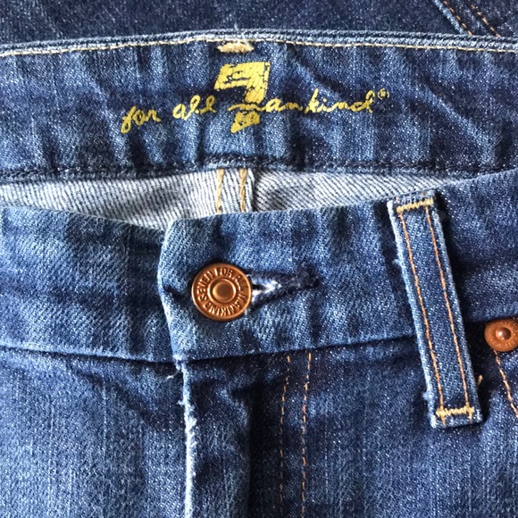 7FAM MEDIUM WASH A POCKET WHITE STICH JEANS SZ 29 - Picture 6 of 16